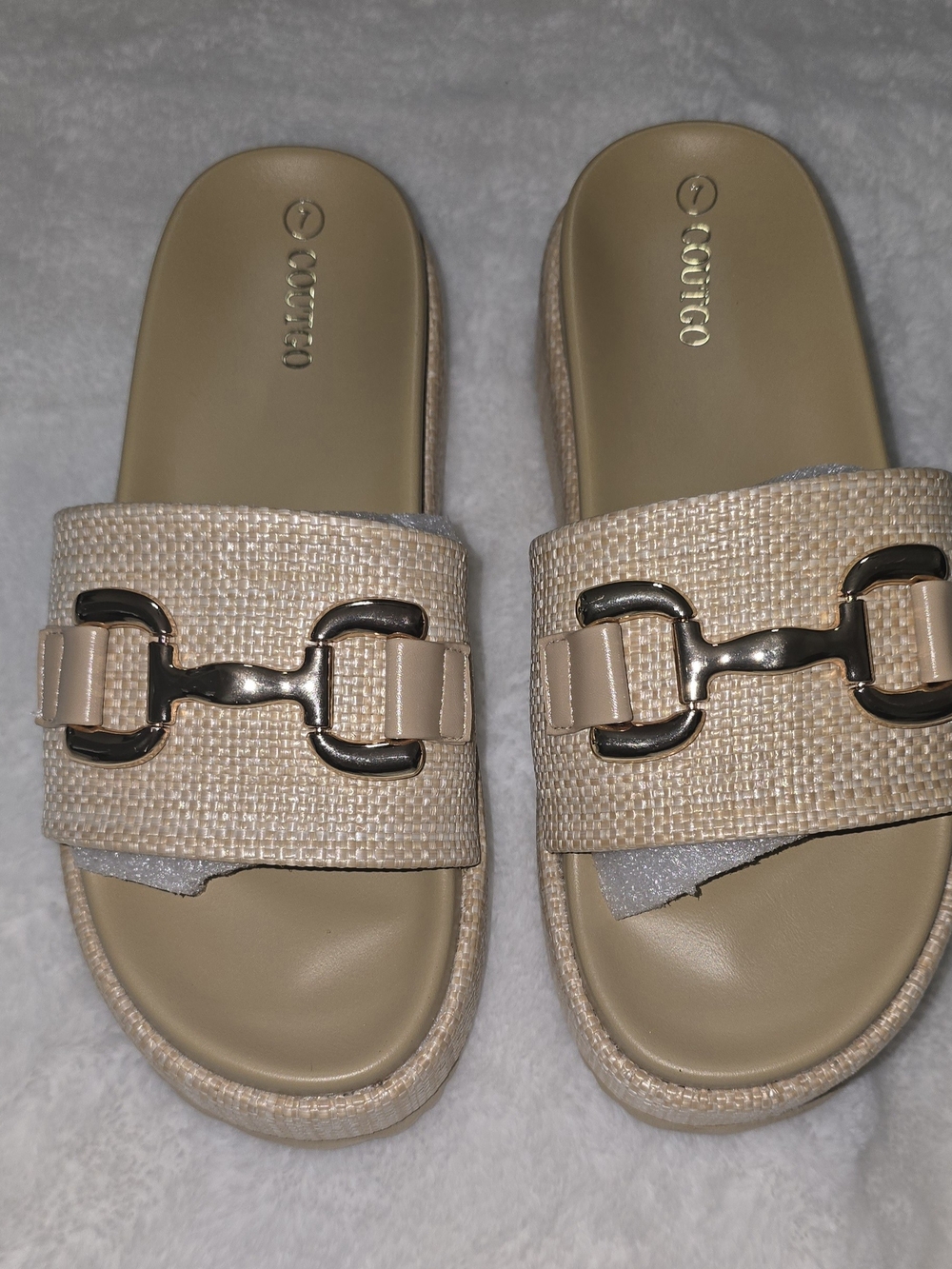 Coutgo Women’s Woven Horsebit Slide Sandals - Size 7 (NIB)